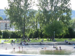 Locals enjoying the extremely lovely weather along the Limmat River